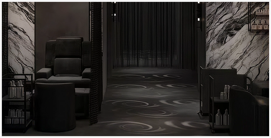 The Shade studio interior with marble finishes